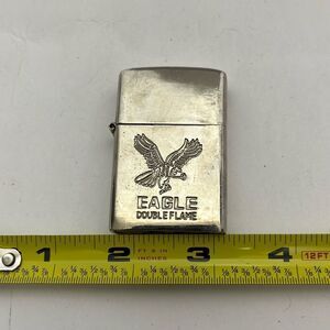 Eagle Double Flame Men's Silver Chrome Embossed Compact Cigarette Lighter